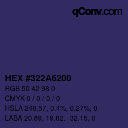 Color code: HEX #322A6200 | qconv.com
