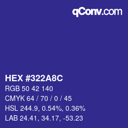 カラーコード: HEX #322A8C | qconv.com