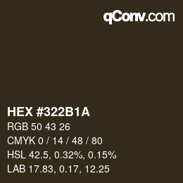 Color code: HEX #322B1A | qconv.com