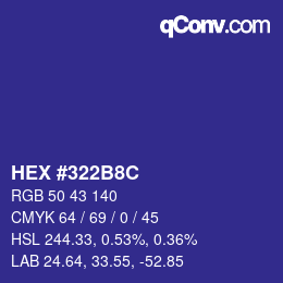Color code: HEX #322B8C | qconv.com