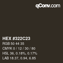 Color code: HEX #322C23 | qconv.com