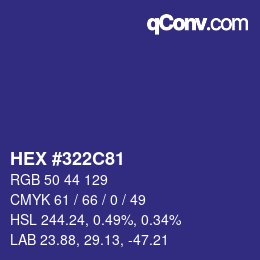 Color code: HEX #322C81 | qconv.com