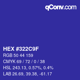 Color code: HEX #322C9F | qconv.com