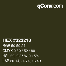 カラーコード: HEX #323218 | qconv.com