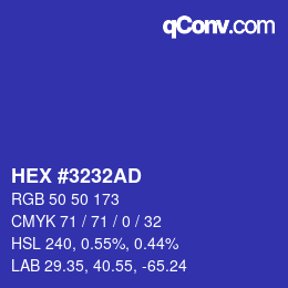Color code: HEX #3232AD | qconv.com
