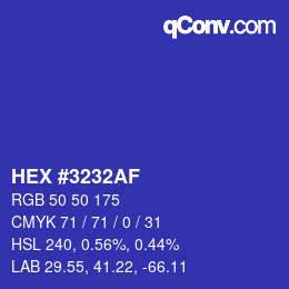 Color code: HEX #3232AF | qconv.com
