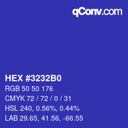 颜色代码: HEX #3232B0 | qconv.com