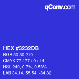 Color code: HEX #3232DB | qconv.com