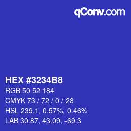 Color code: HEX #3234B8 | qconv.com