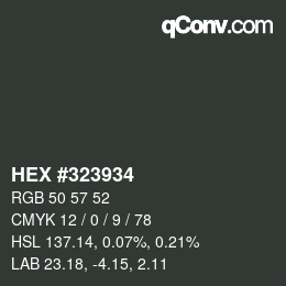 Código de color: HEX #323934 | qconv.com
