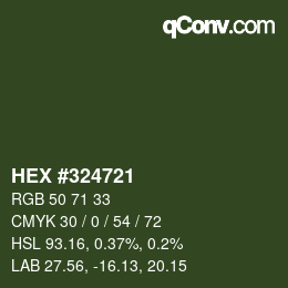 Farbcode: HEX #324721 | qconv.com