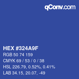 Color code: HEX #324A9F | qconv.com