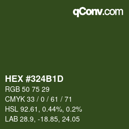 Farbcode: HEX #324B1D | qconv.com