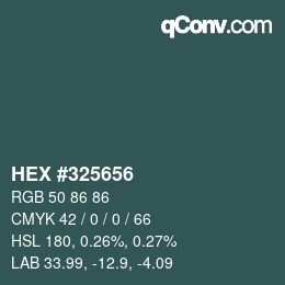 Color code: HEX #325656 | qconv.com