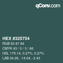 Color code: HEX #325754 | qconv.com