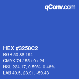 Color code: HEX #3258C2 | qconv.com