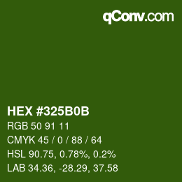 Color code: HEX #325B0B | qconv.com