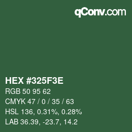 Código de color: HEX #325F3E | qconv.com