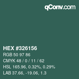 Farbcode: HEX #326156 | qconv.com