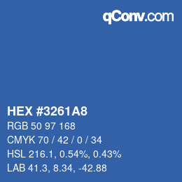 Color code: HEX #3261A8 | qconv.com