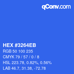 Color code: HEX #3264EB | qconv.com
