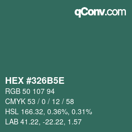 Color code: HEX #326B5E | qconv.com