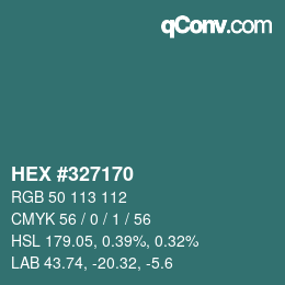 颜色代码: HEX #327170 | qconv.com