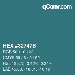 颜色代码: HEX #32747B | qconv.com