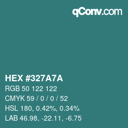 Code couleur: HEX #327A7A | qconv.com