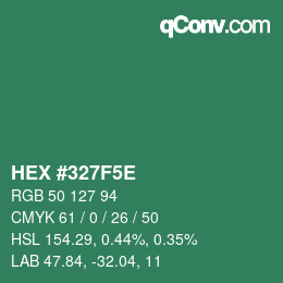 Farbcode: HEX #327F5E | qconv.com