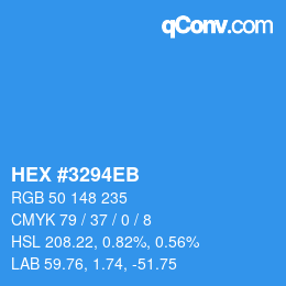 Color code: HEX #3294EB | qconv.com