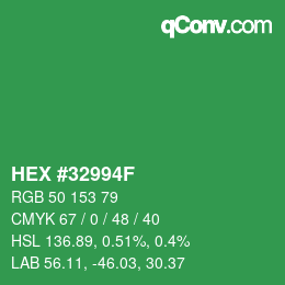 Color code: HEX #32994F | qconv.com