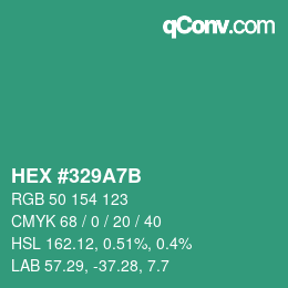 颜色代码: HEX #329A7B | qconv.com