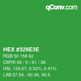 Farbcode: HEX #329E3E | qconv.com