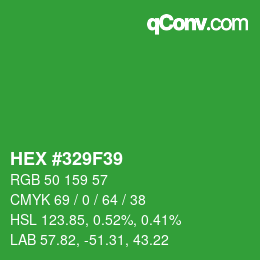 颜色代码: HEX #329F39 | qconv.com