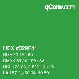 カラーコード: HEX #329F41 | qconv.com