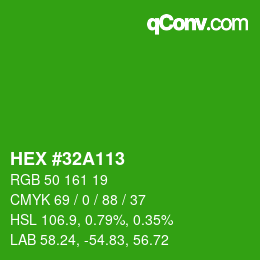 颜色代码: HEX #32A113 | qconv.com