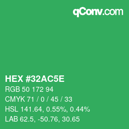 Farbcode: HEX #32AC5E | qconv.com