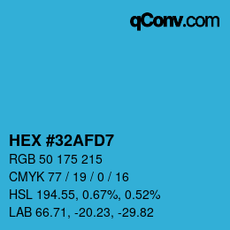 Color code: HEX #32AFD7 | qconv.com