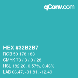 Color code: HEX #32B2B7 | qconv.com