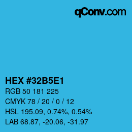 Color code: HEX #32B5E1 | qconv.com