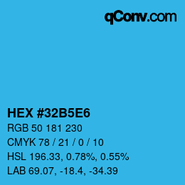 Color code: HEX #32B5E6 | qconv.com