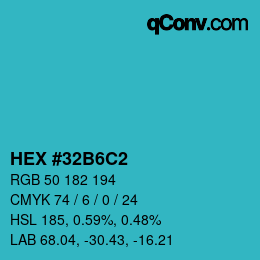 Color code: HEX #32B6C2 | qconv.com