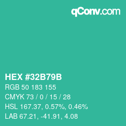 カラーコード: HEX #32B79B | qconv.com