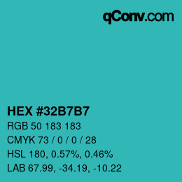 カラーコード: HEX #32B7B7 | qconv.com