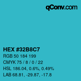Color code: HEX #32B8C7 | qconv.com