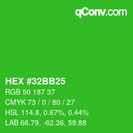 Color code: HEX #32BB25 | qconv.com
