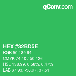 Color code: HEX #32BD5E | qconv.com