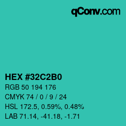 Color code: HEX #32C2B0 | qconv.com
