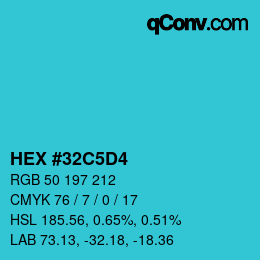 カラーコード: HEX #32C5D4 | qconv.com